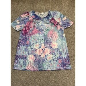 Shadowline Bed Jacket Women 36 Multicolor Excellent Floral Embroidered Vintage